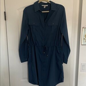 Coolibar Napa Travel Shirt Dress - Blue Large